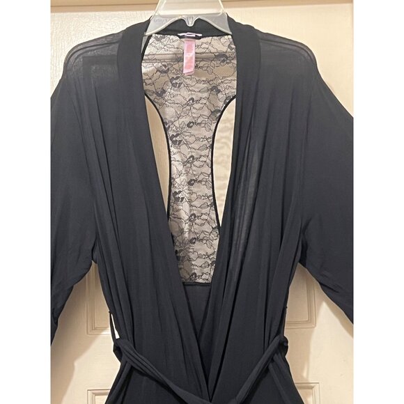 Savage X Fenty S/M Robe Exclusive CLF Racerback Long Sleeve Robe Caviar Black - Picture 10 of 16